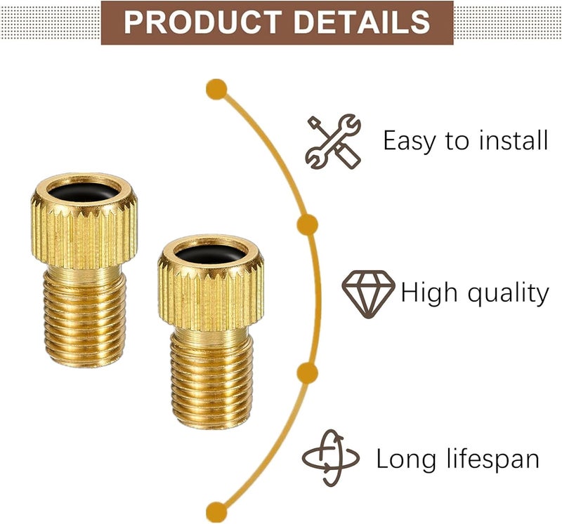 Fuulqgui 10 PCS Valve Core Pump Adapter Solid Brass Presta Valve Adapter to Convert Presta to Schrader Bike Pump Adapter with Seal Rings Adapter Converter for Bikes - Image 3